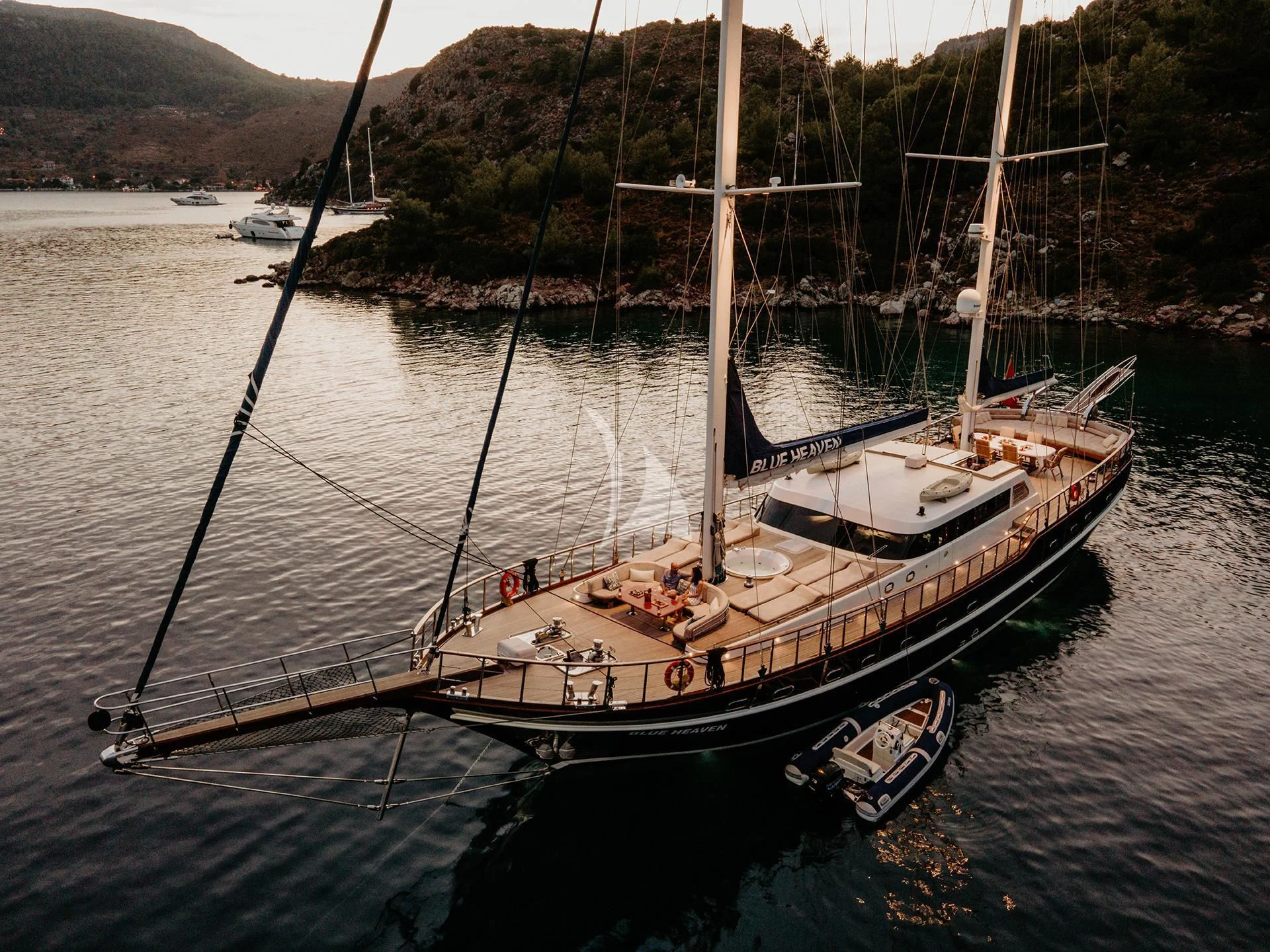 a boat in the water aboard BLUE HEAVEN Yacht for Charter