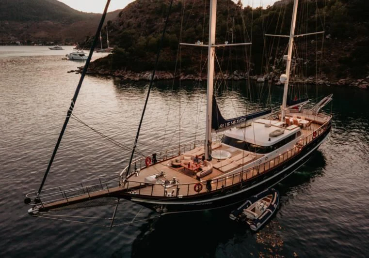 a boat in the water aboard BLUE HEAVEN Yacht for Charter