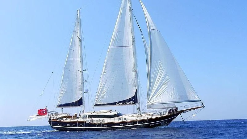 a sailboat on the water aboard BLUE HEAVEN Yacht for Charter