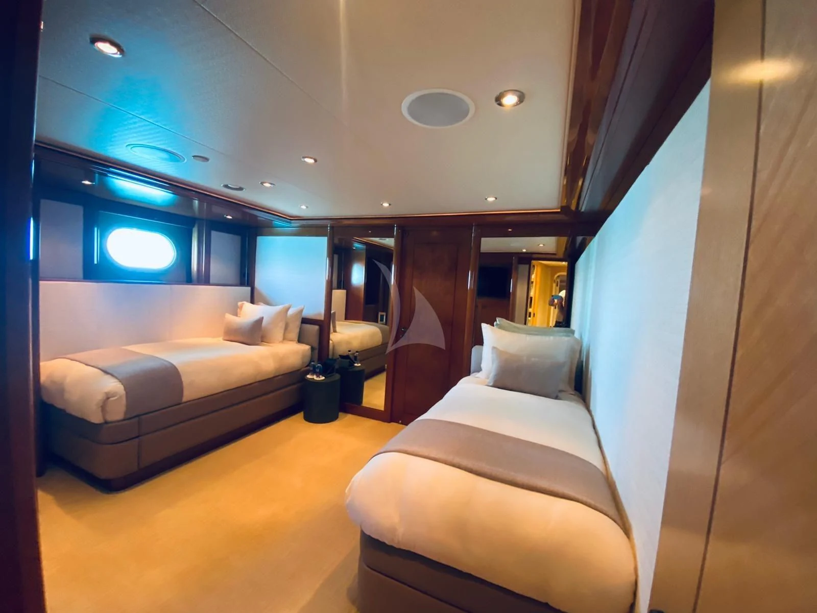 a room with a bed and a couch aboard AS YOU WISH Yacht for Sale