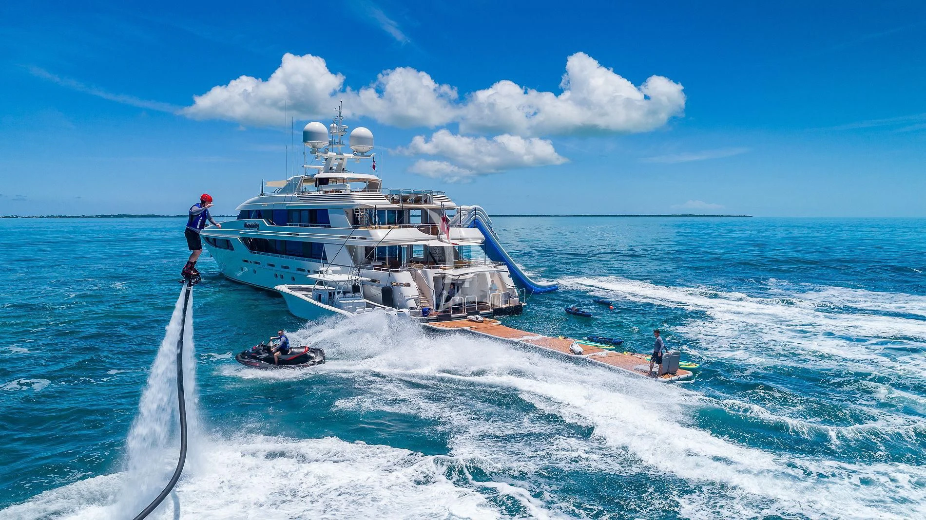 a boat on the water aboard AS YOU WISH Yacht for Sale
