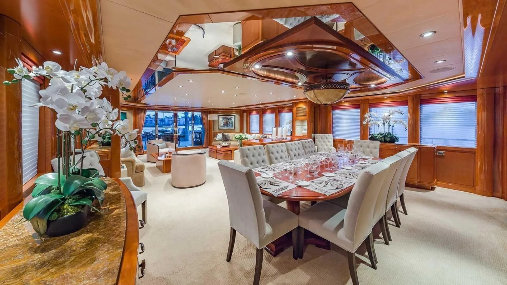 a dining room with a table and chairs aboard AS YOU WISH Yacht for Sale