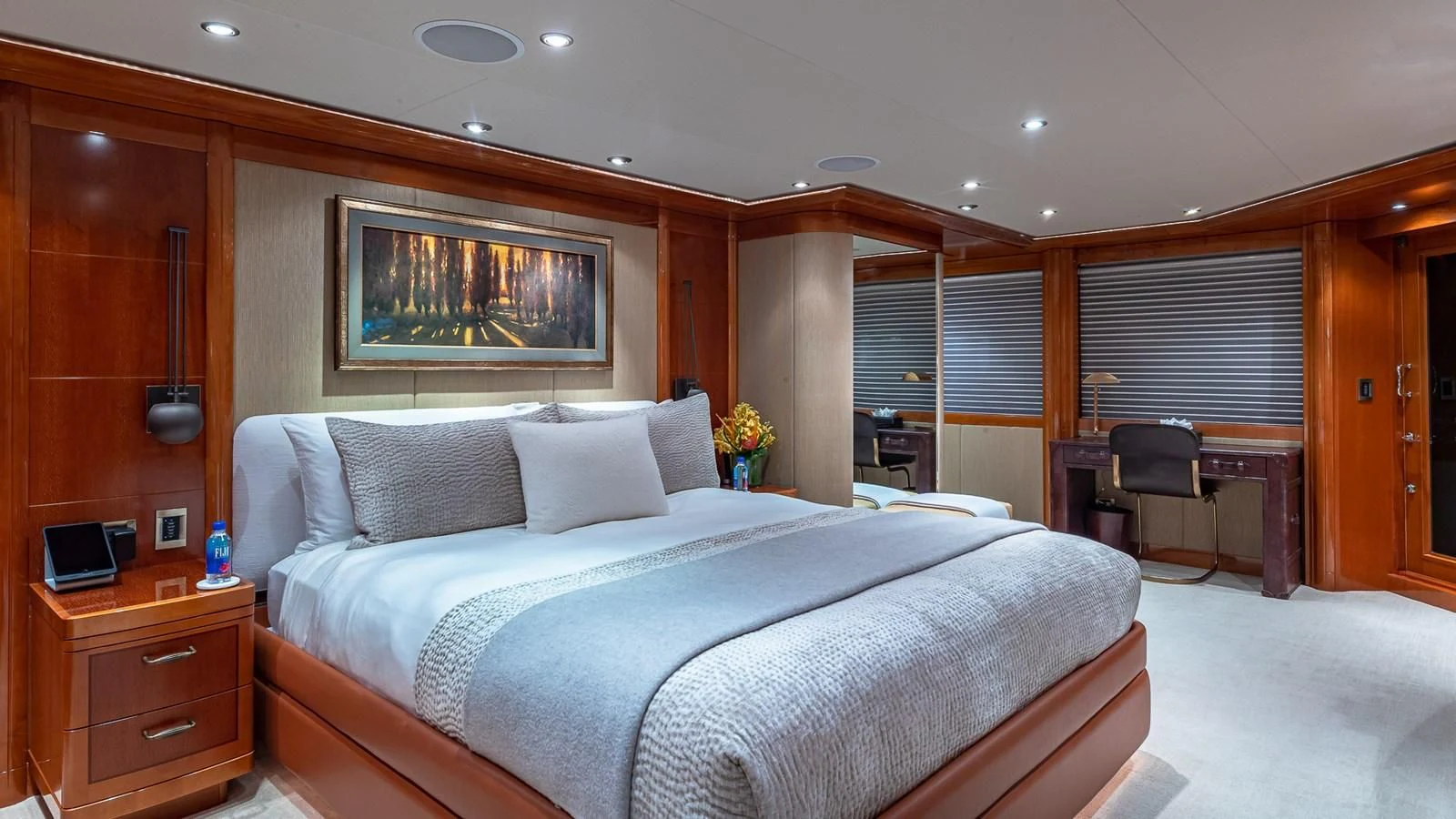 a bed in a room aboard AS YOU WISH Yacht for Sale