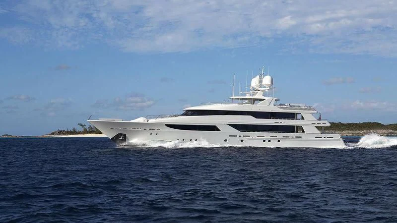 a white yacht in the water aboard AS YOU WISH Yacht for Sale