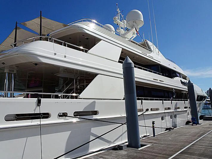 a large white boat aboard AS YOU WISH Yacht for Sale