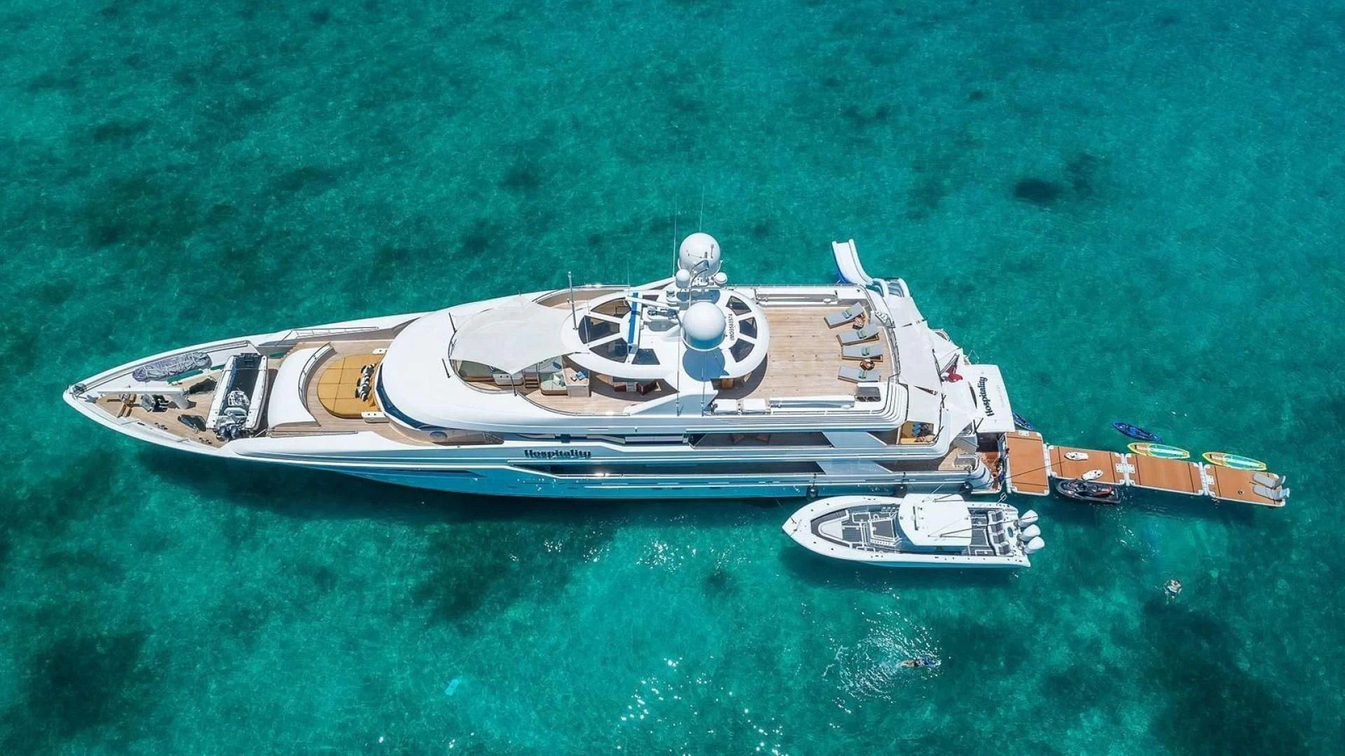 a space ship on the water aboard AS YOU WISH Yacht for Sale