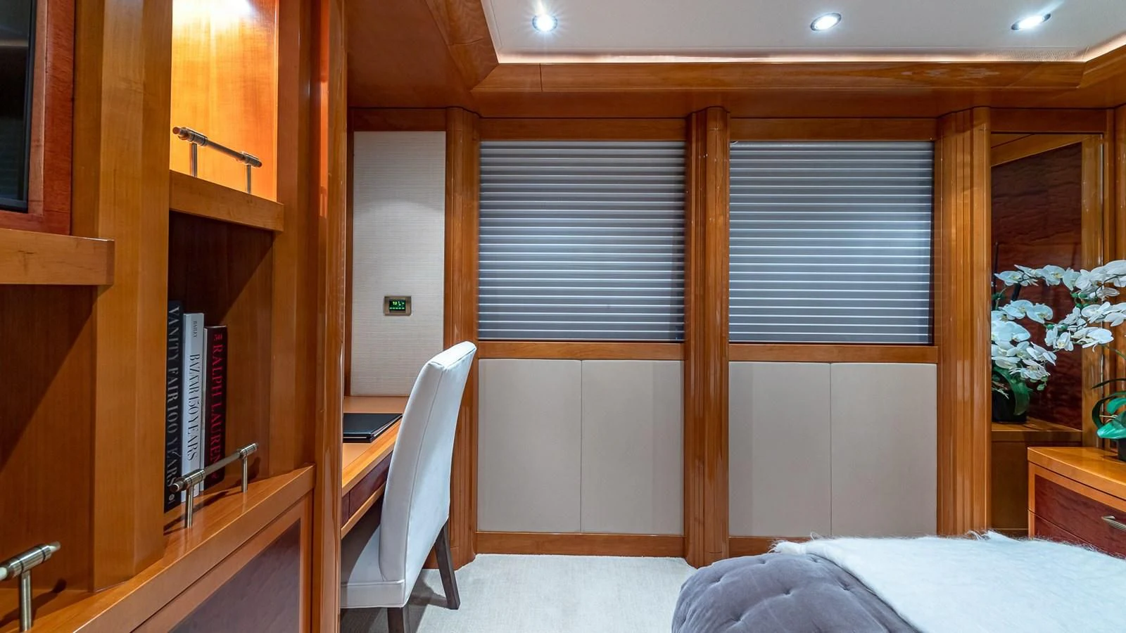 a room with a desk and a chair aboard AS YOU WISH Yacht for Sale