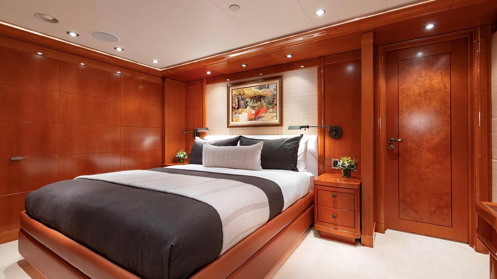 a bed in a room aboard AS YOU WISH Yacht for Sale