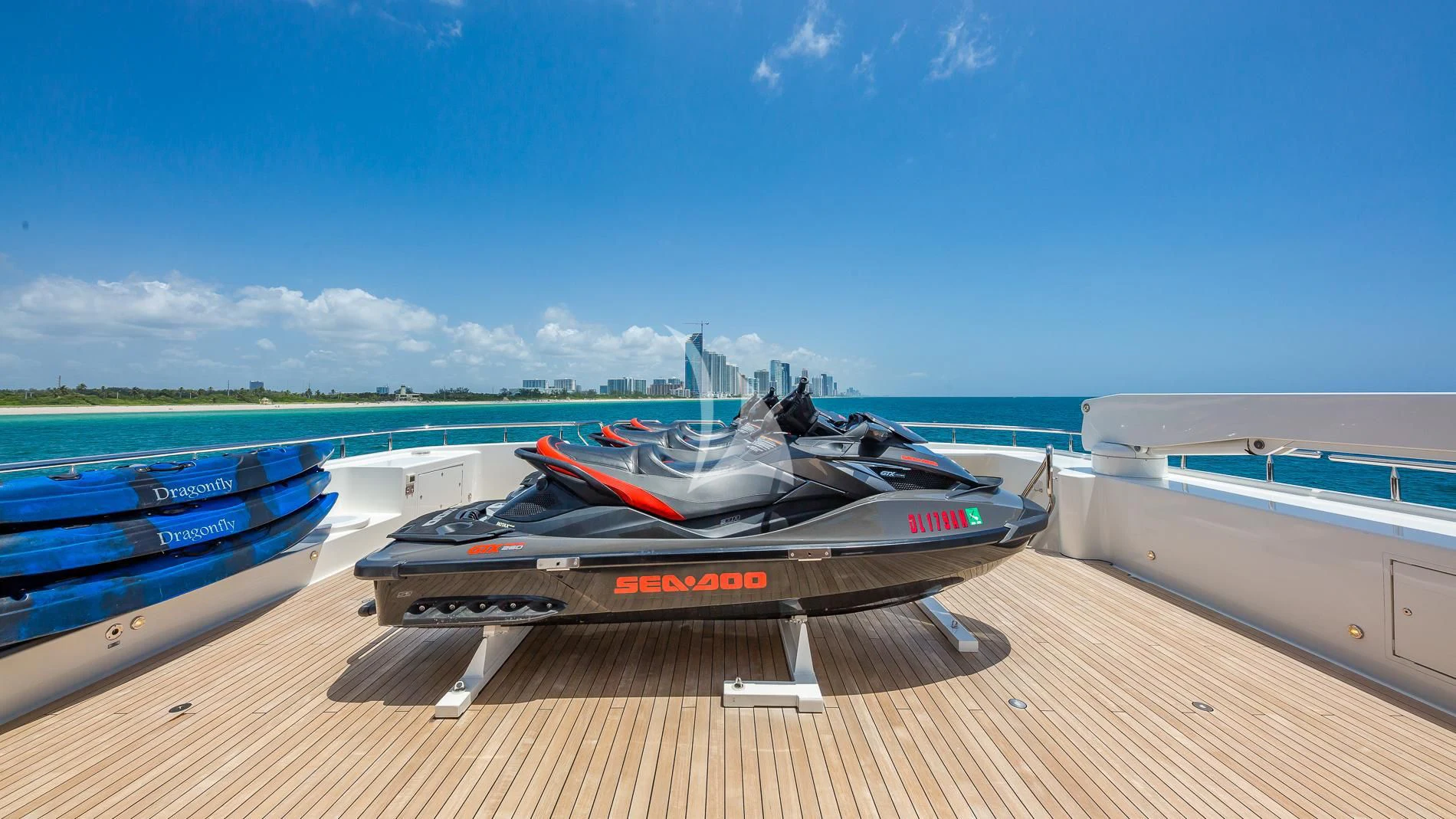 a row of boats on a deck aboard AS YOU WISH Yacht for Sale