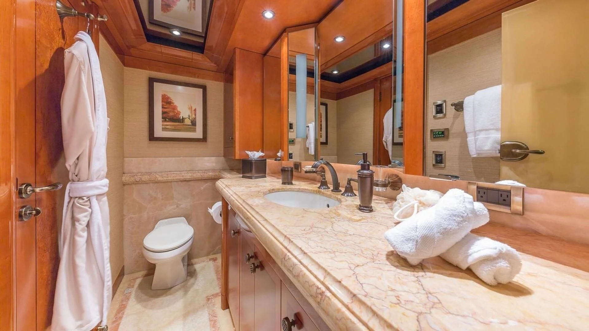 a bathroom with a large countertop aboard AS YOU WISH Yacht for Sale