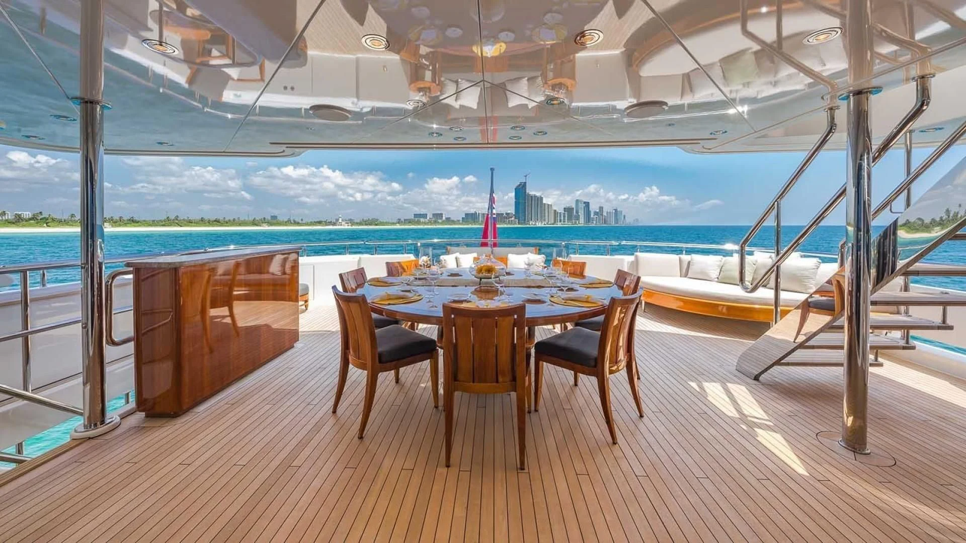 a table and chairs in a room aboard AS YOU WISH Yacht for Sale