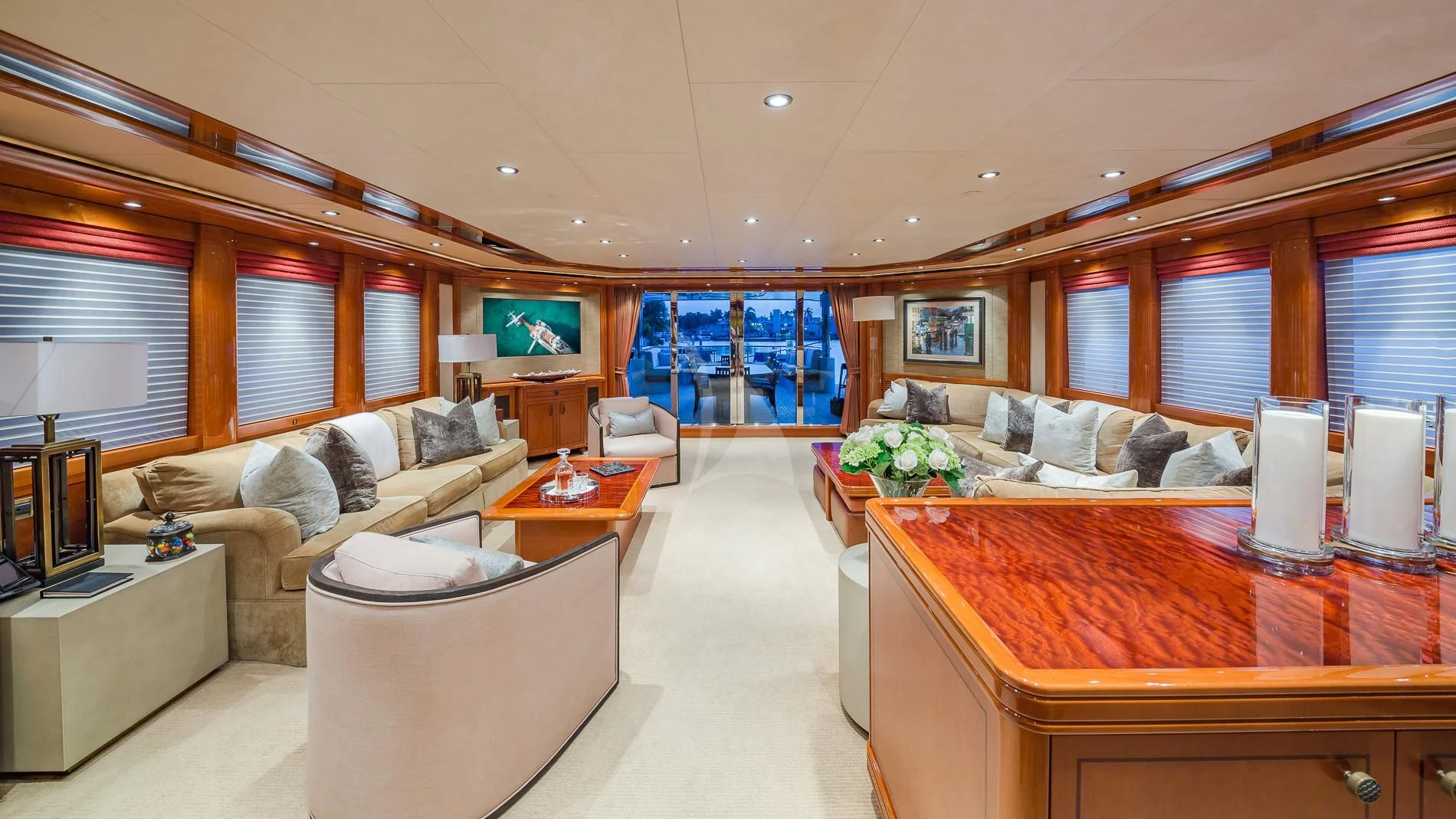a bedroom with a bed and a couch aboard AS YOU WISH Yacht for Sale