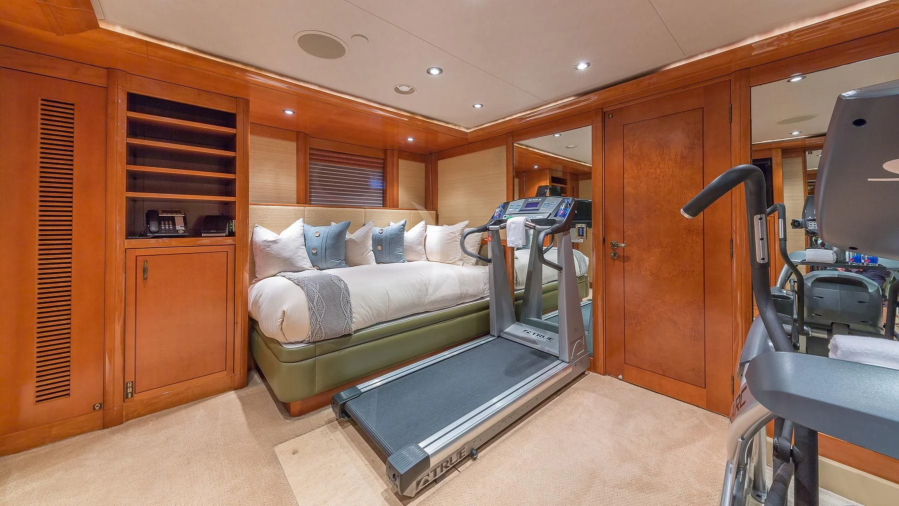 a bed in a room aboard AS YOU WISH Yacht for Sale