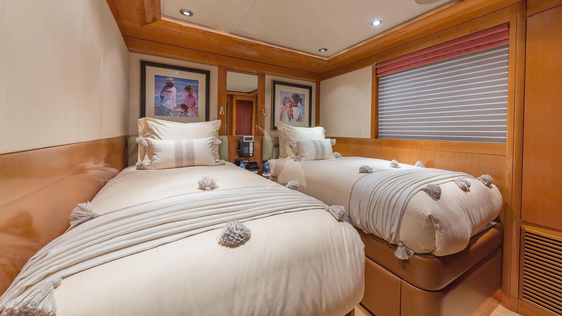a room with two beds aboard AS YOU WISH Yacht for Sale