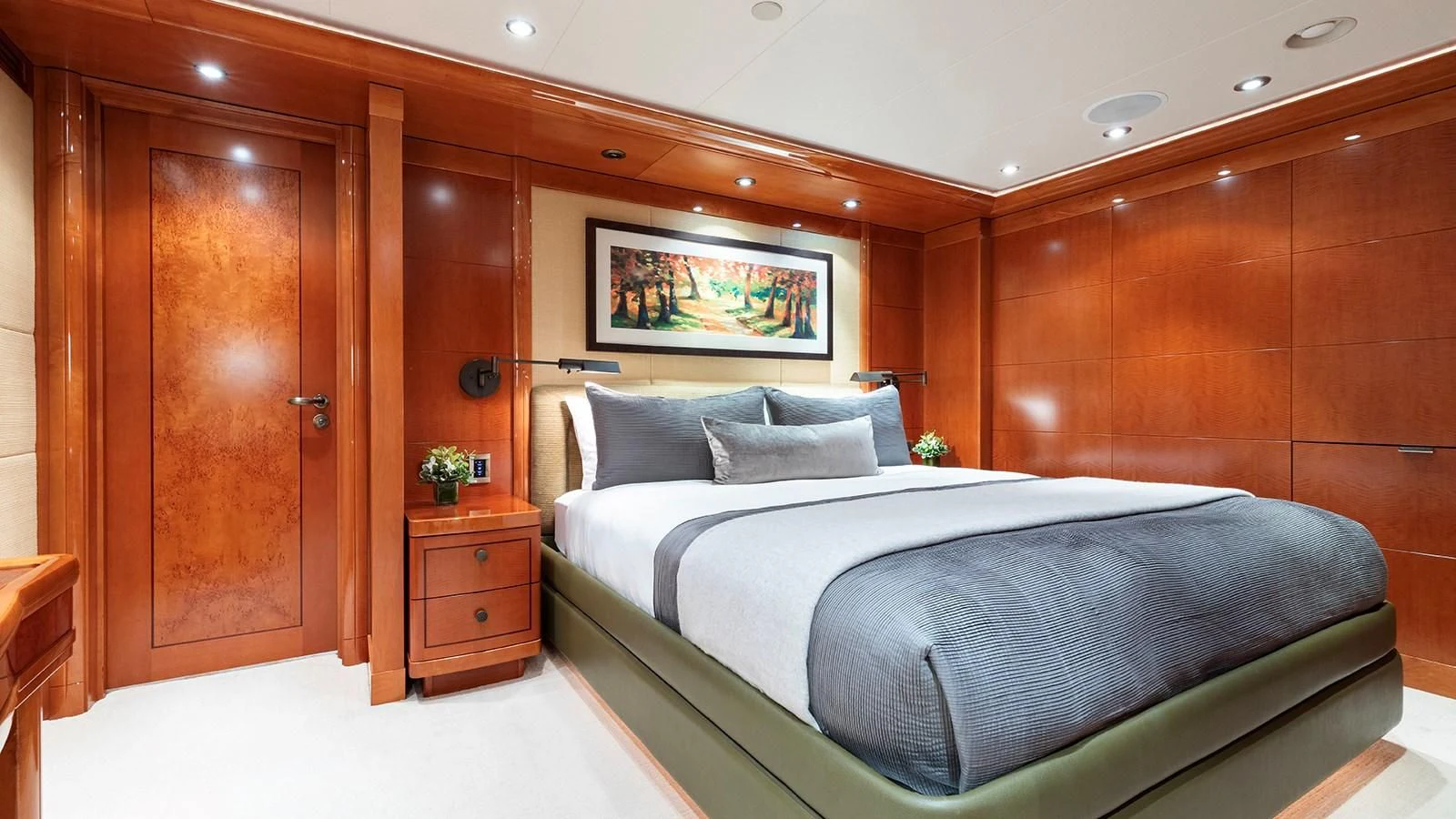 a bed in a room aboard AS YOU WISH Yacht for Sale