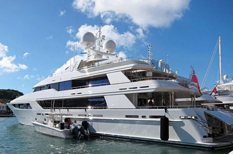 a large white boat aboard AS YOU WISH Yacht for Sale
