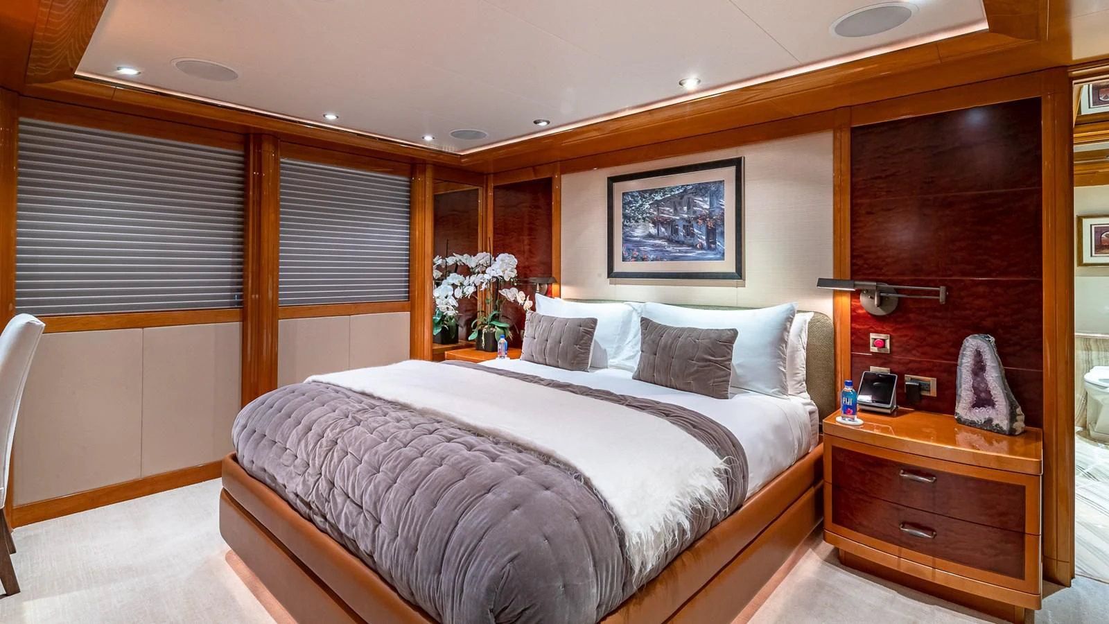 a bed in a room aboard AS YOU WISH Yacht for Sale
