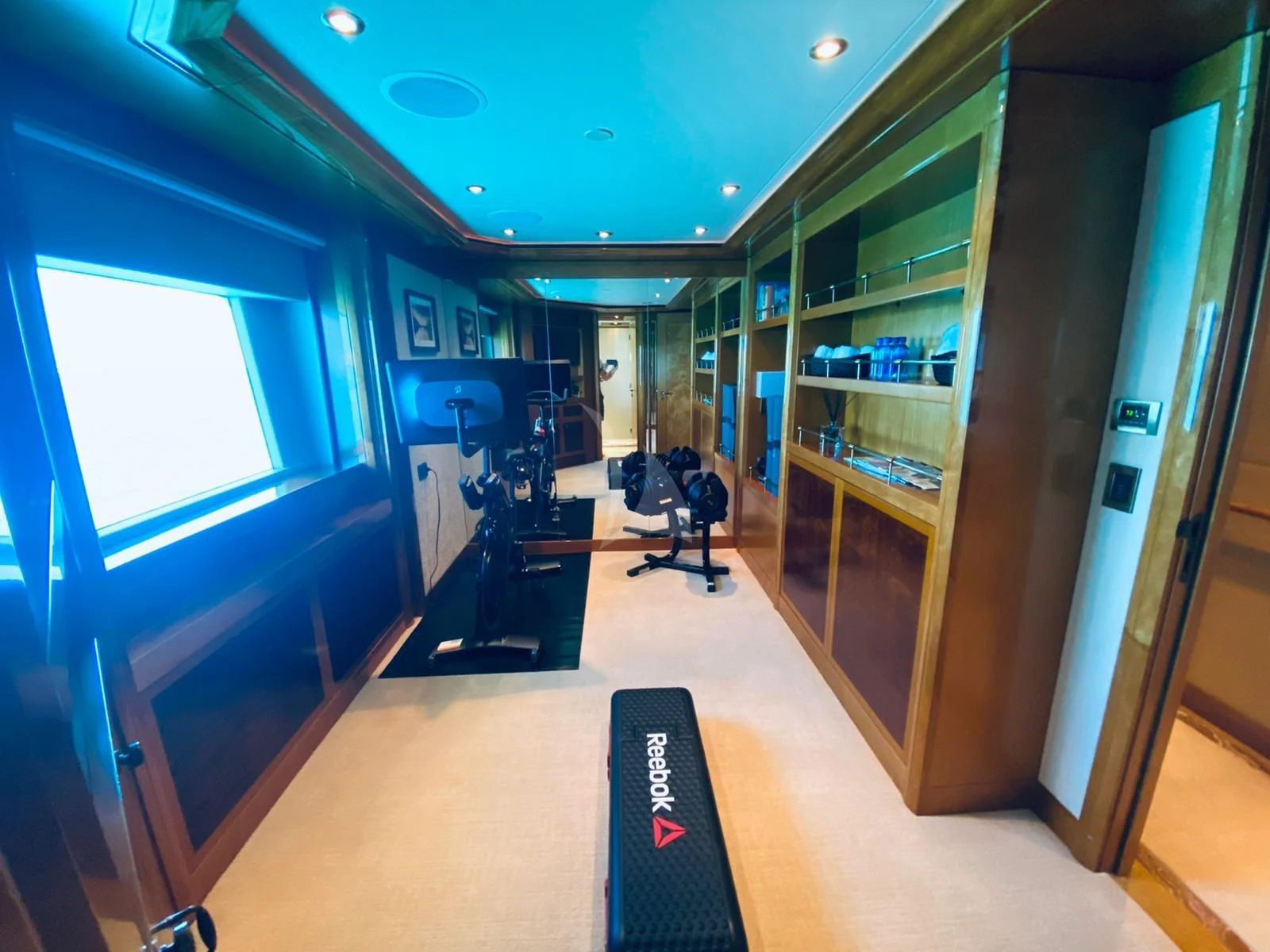 a room with a large mirror aboard AS YOU WISH Yacht for Sale