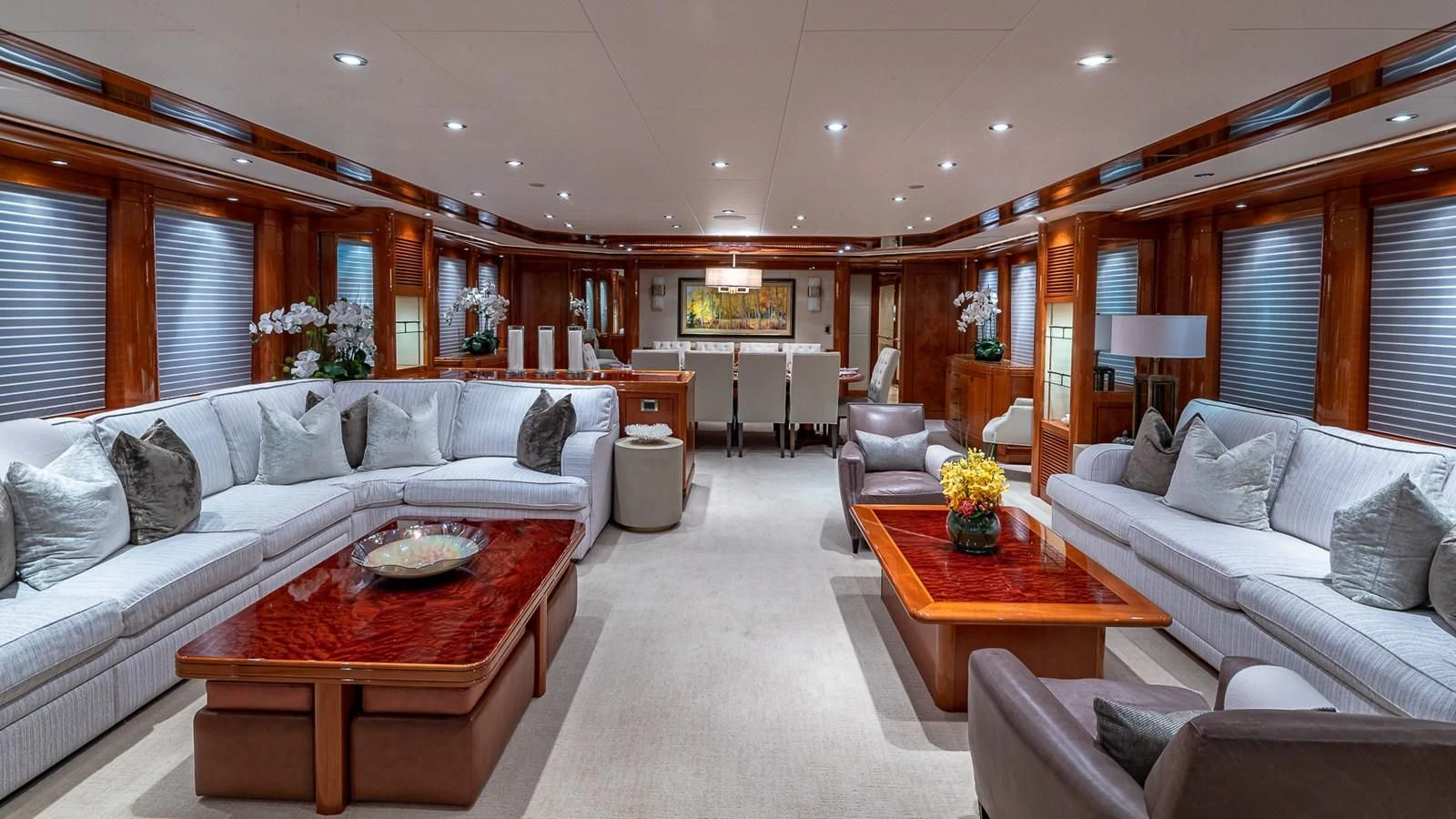 a living room with a couch and a table aboard AS YOU WISH Yacht for Sale