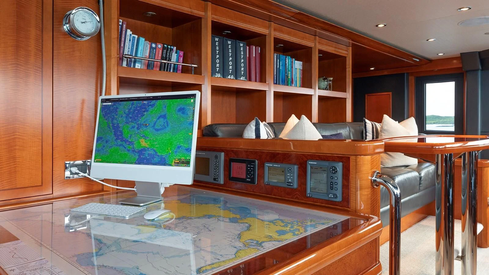a room with a table and computer aboard AS YOU WISH Yacht for Sale