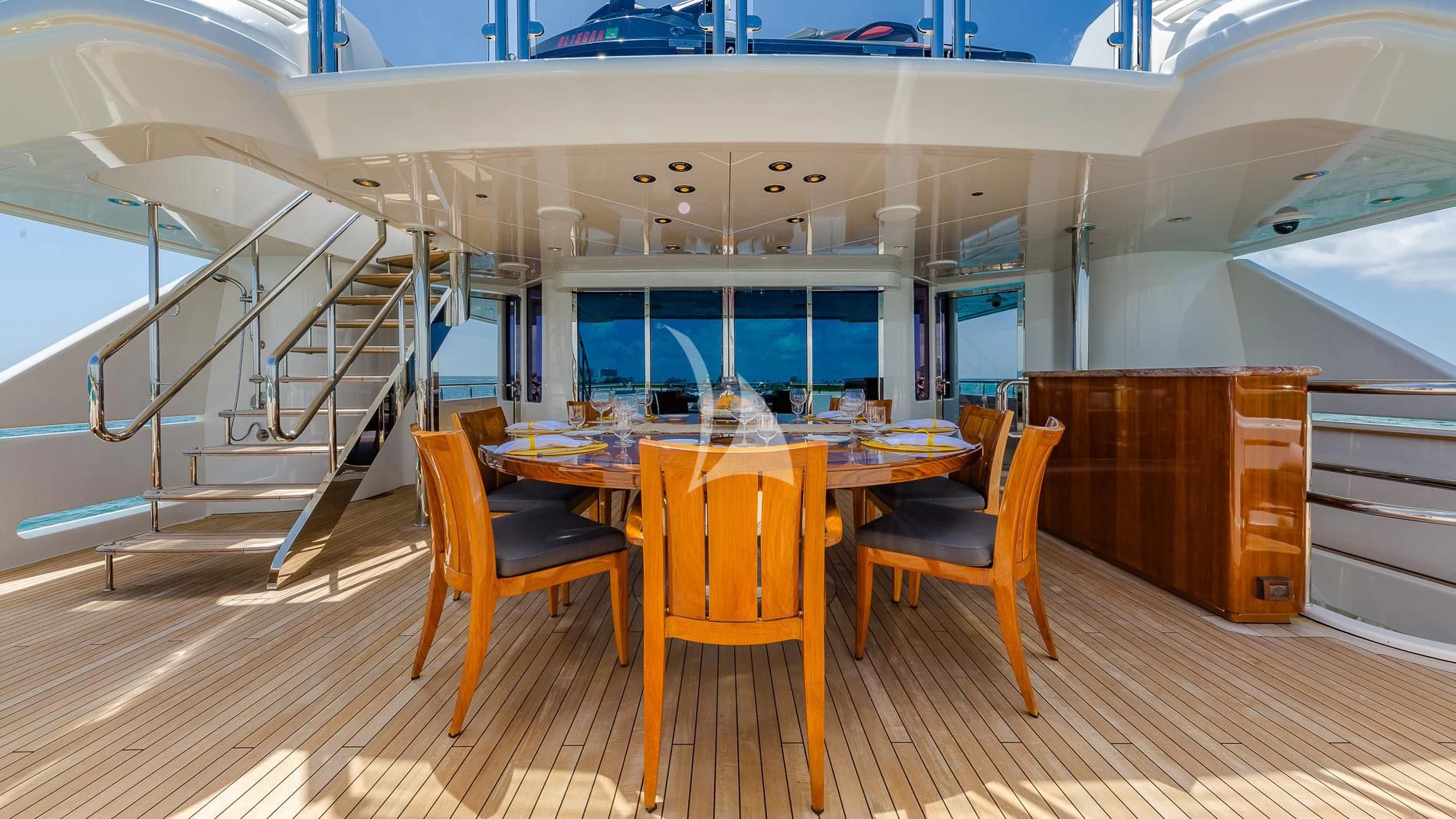 a room with a table and chairs aboard AS YOU WISH Yacht for Sale