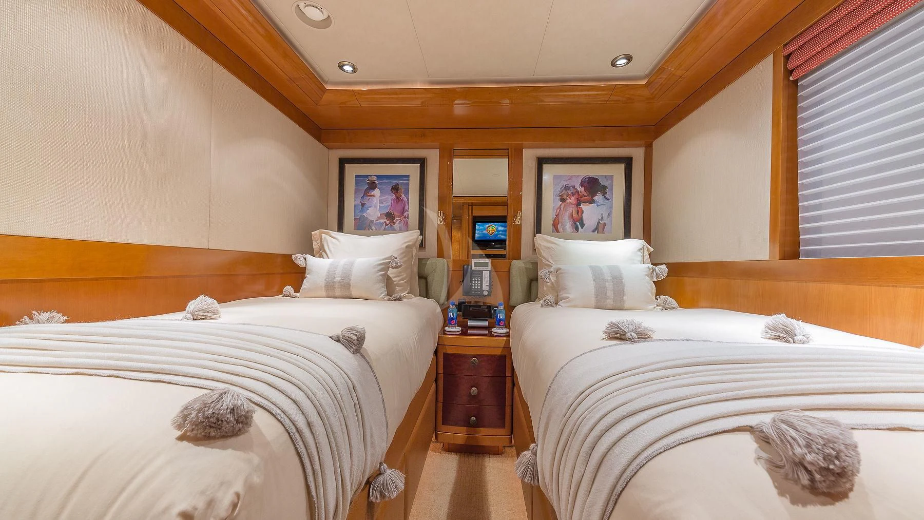 a couple of beds in a room aboard AS YOU WISH Yacht for Sale