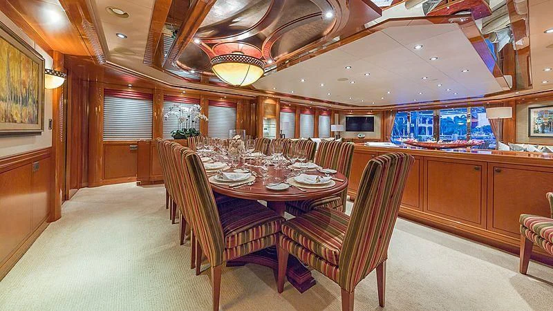 a dining room with a table aboard AS YOU WISH Yacht for Sale