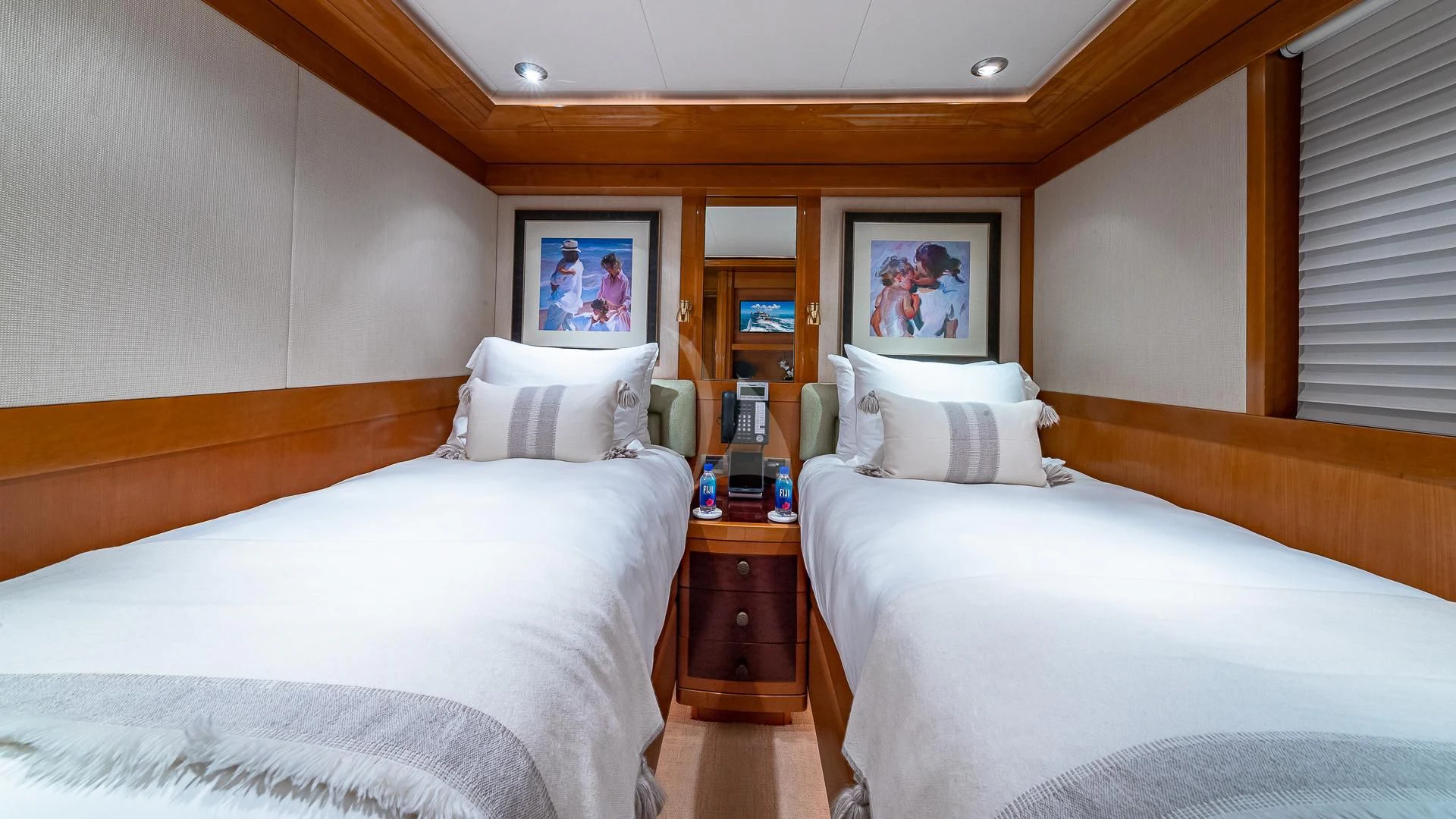 a room with two beds aboard AS YOU WISH Yacht for Sale