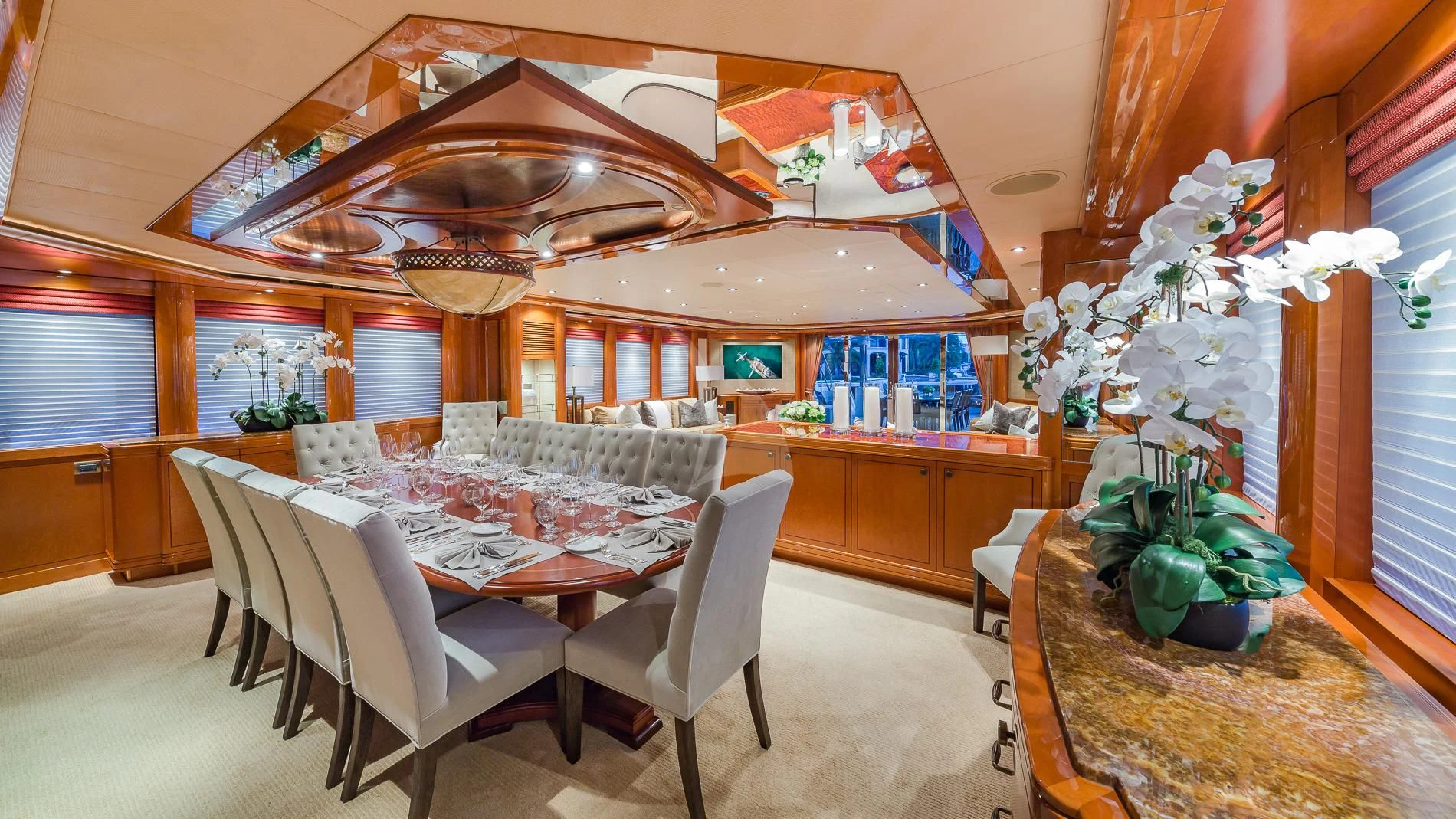 a room with a table and chairs aboard AS YOU WISH Yacht for Sale