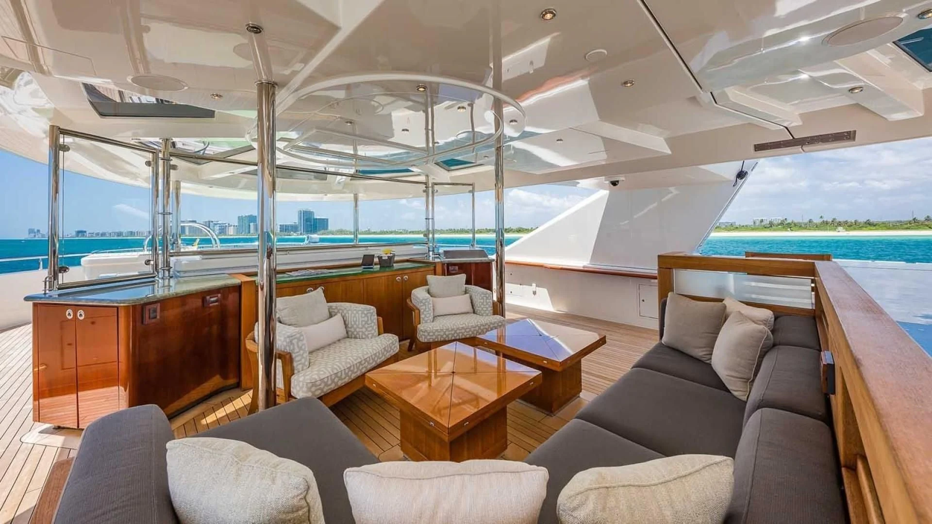 a room with a couch and a table and chairs aboard AS YOU WISH Yacht for Sale
