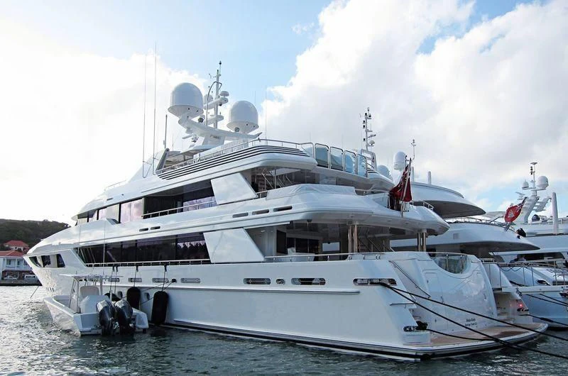 a large white boat aboard AS YOU WISH Yacht for Sale