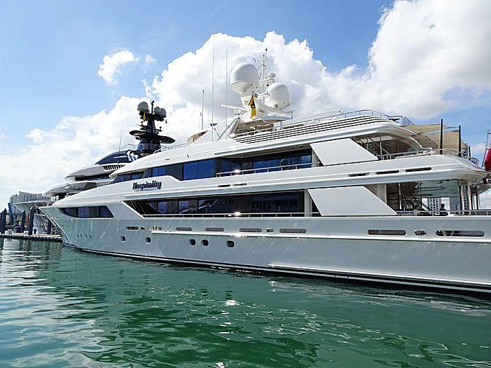 a large white yacht aboard AS YOU WISH Yacht for Sale
