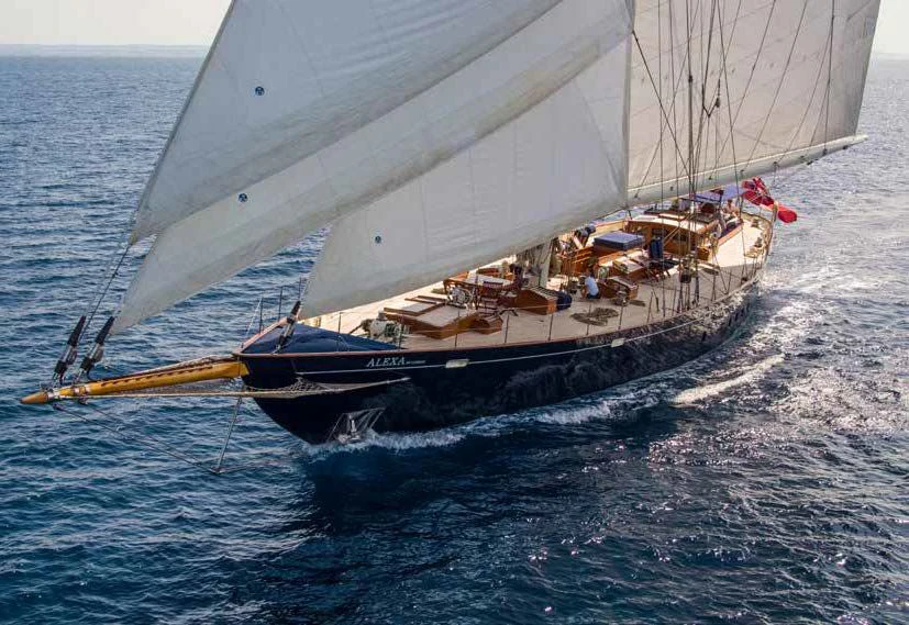 a boat sailing on the sea aboard ALEXA OF LONDON Yacht for Sale
