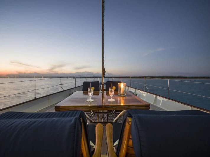a table on a boat aboard ALEXA OF LONDON Yacht for Sale