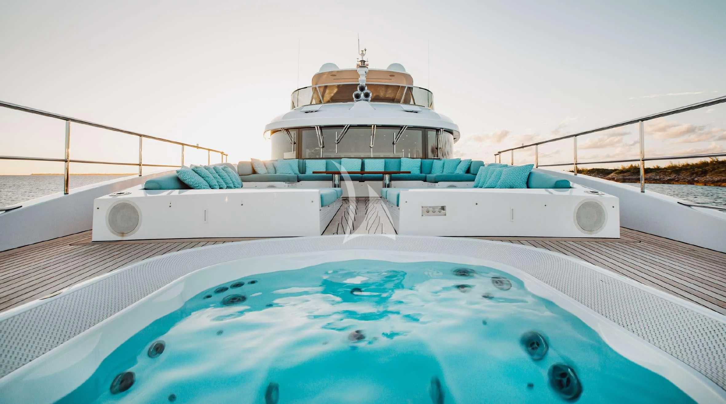 a large white boat aboard COFINA Yacht for Sale
