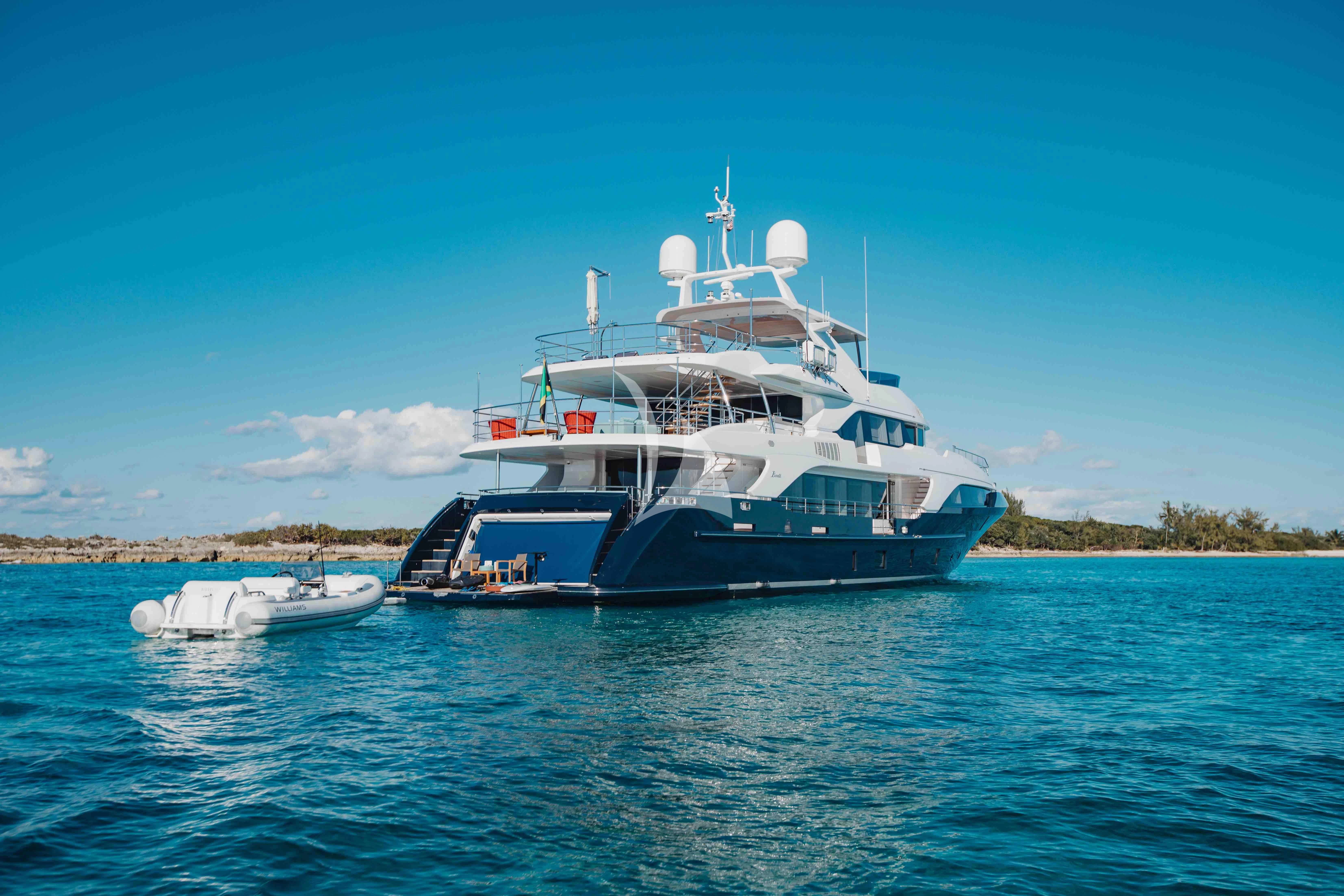a large ship in the water aboard COFINA Yacht for Sale