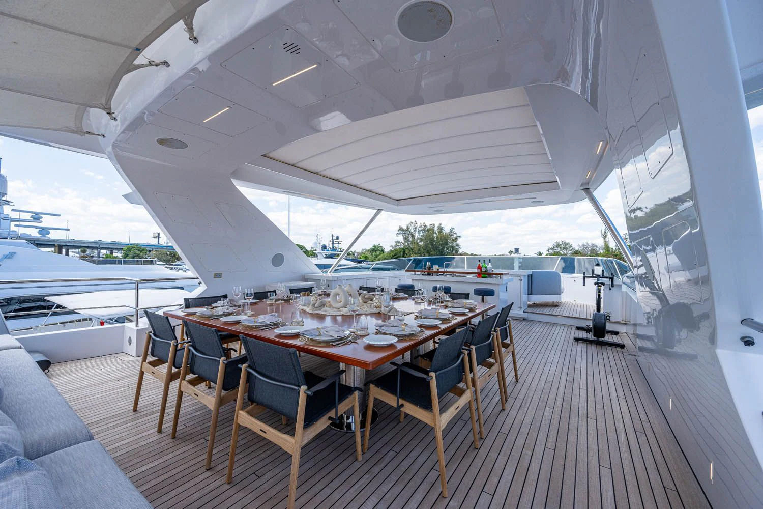 a table set for a meal aboard COFINA Yacht for Sale