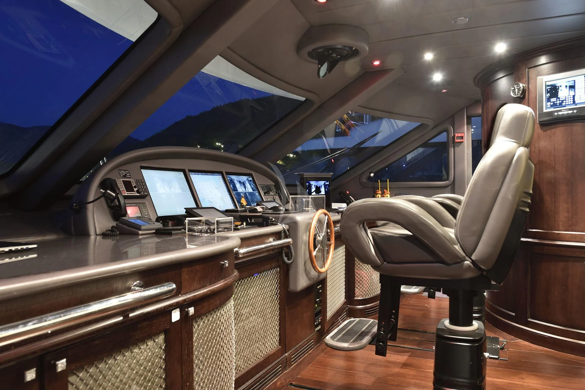 inside of a car aboard QUEST R Yacht for Sale
