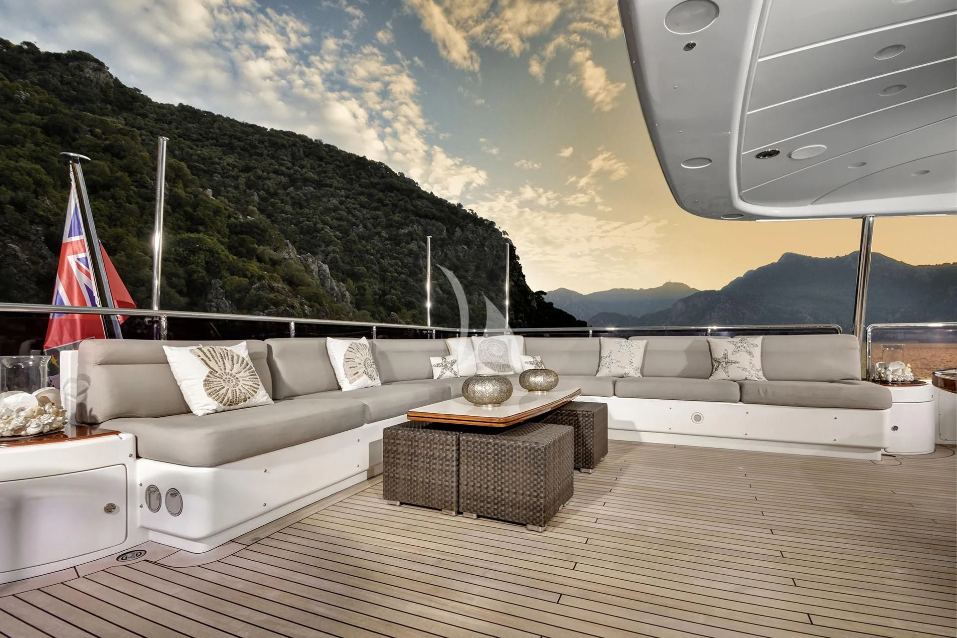 a boat on a deck aboard QUEST R Yacht for Sale