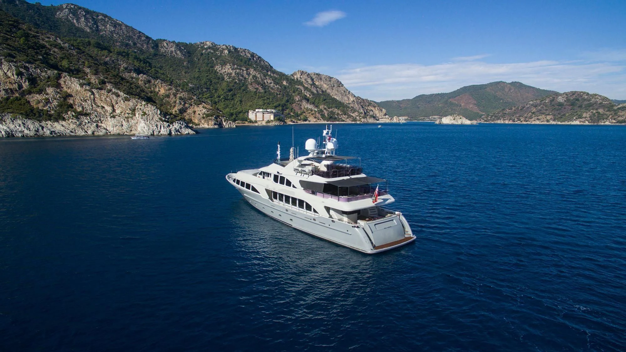 a boat on the water aboard QUEST R Yacht for Sale