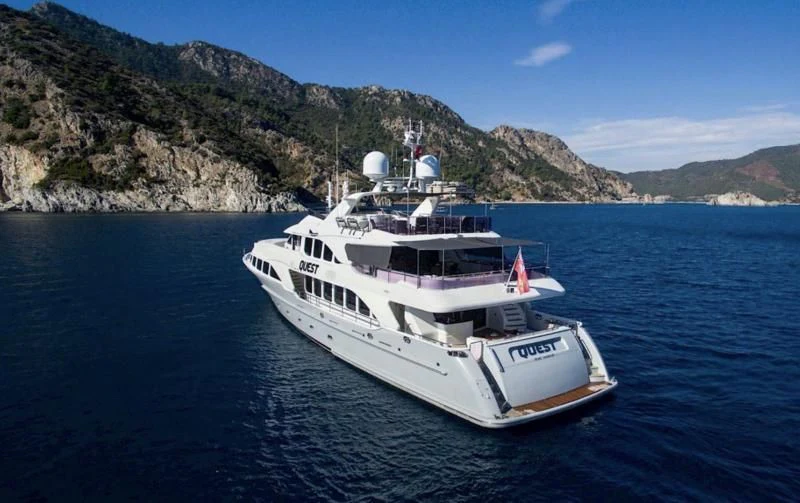 a boat on the water aboard QUEST R Yacht for Sale