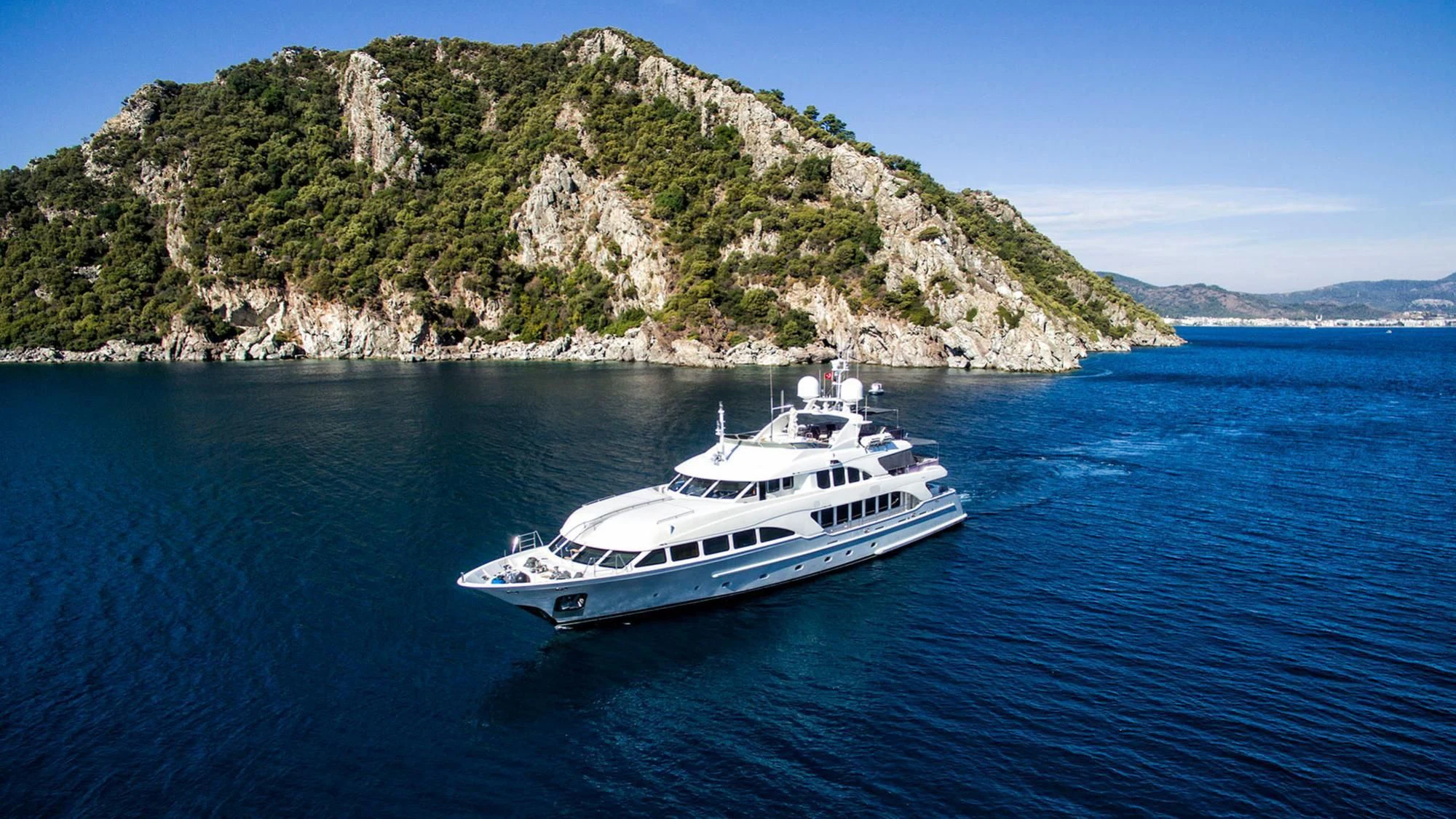 a boat on the water aboard QUEST R Yacht for Sale