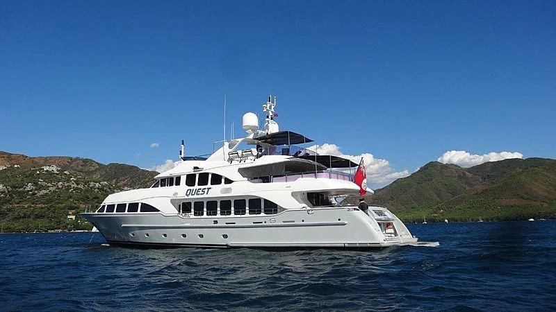 a boat on the water aboard QUEST R Yacht for Sale
