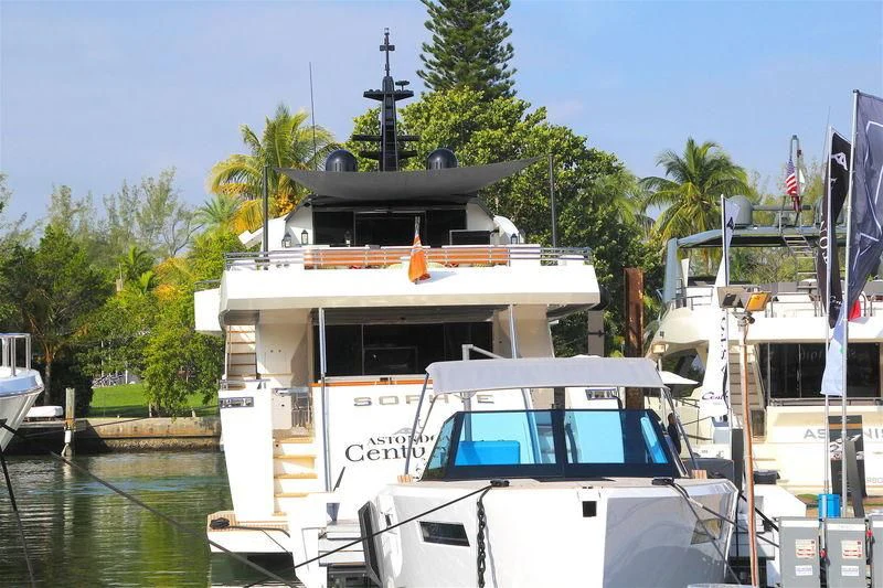 a boat docked at a dock aboard SEA GLASS Yacht for Sale