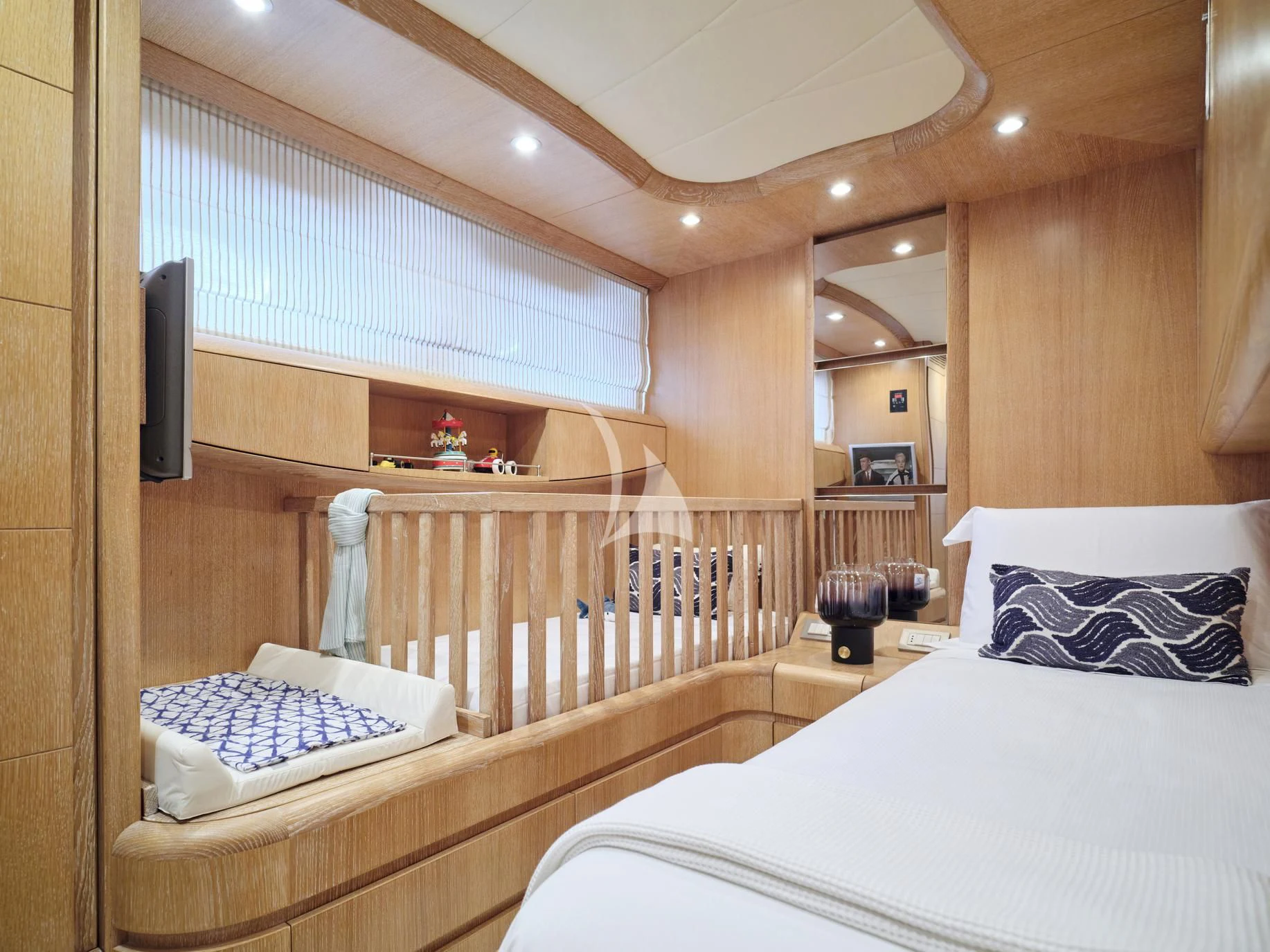 a room with two beds aboard IRENE'S Yacht for Sale