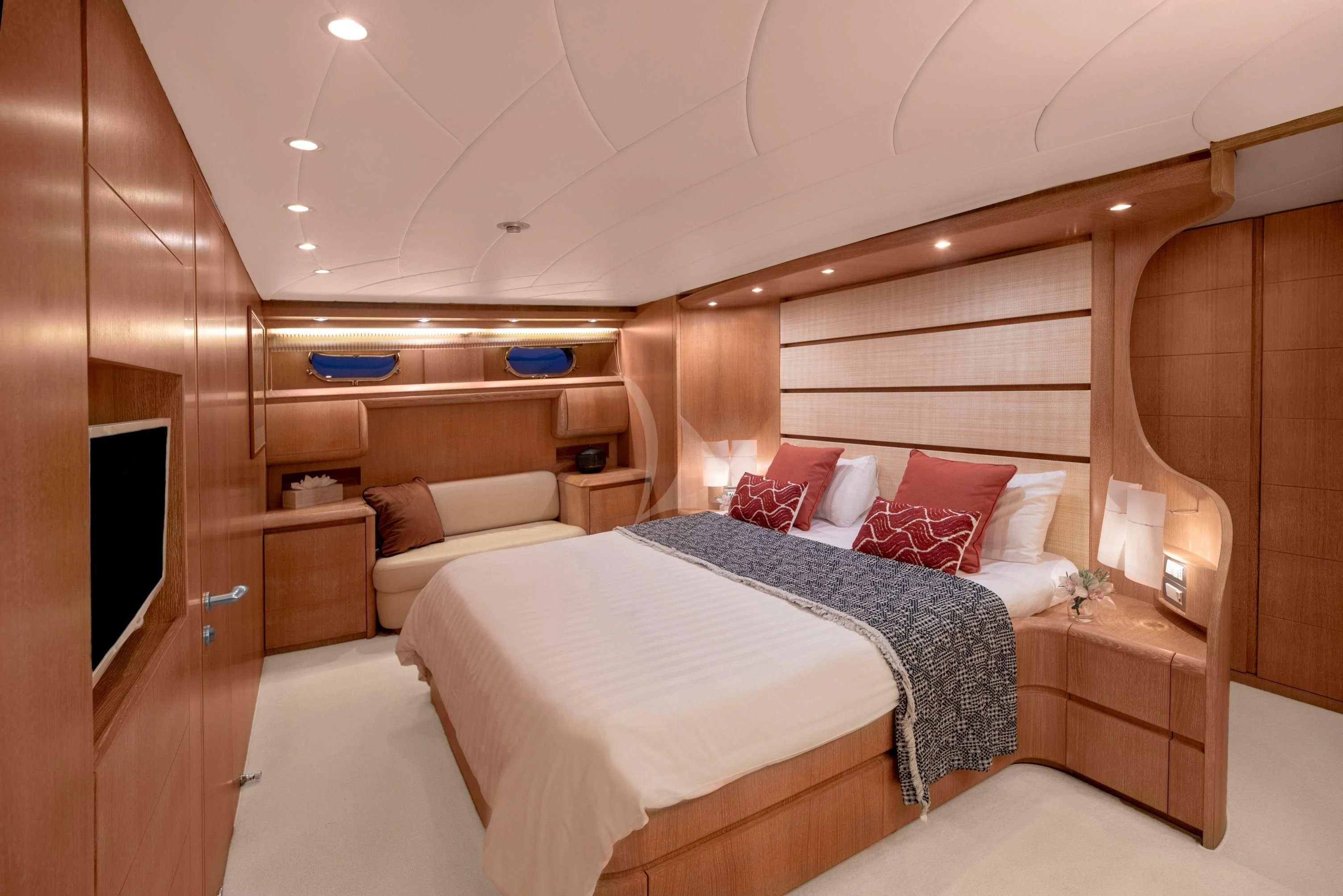 a room with a bed and a couch aboard IRENE'S Yacht for Sale