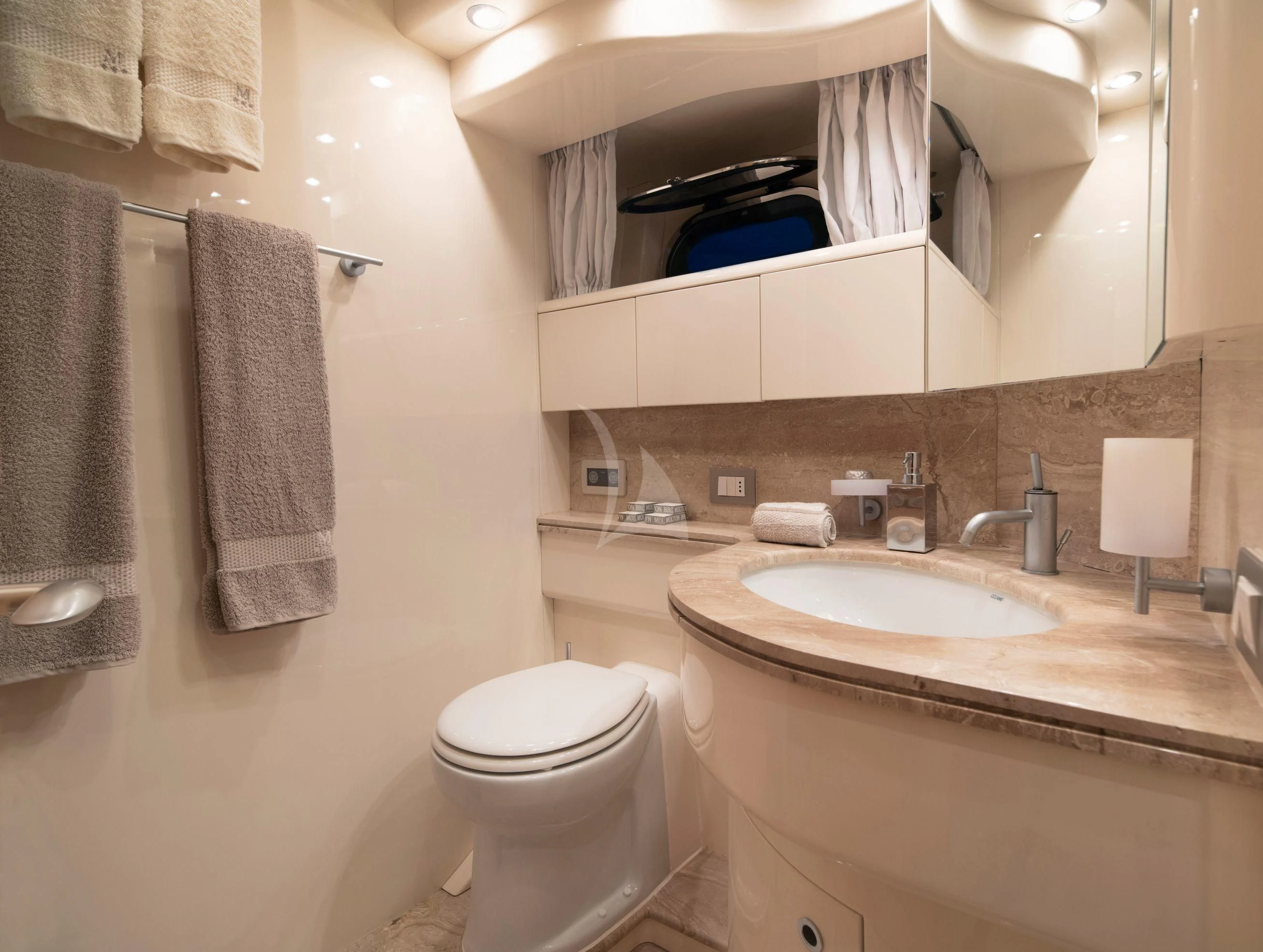 a bathroom with a sink and toilet aboard IRENE'S Yacht for Sale