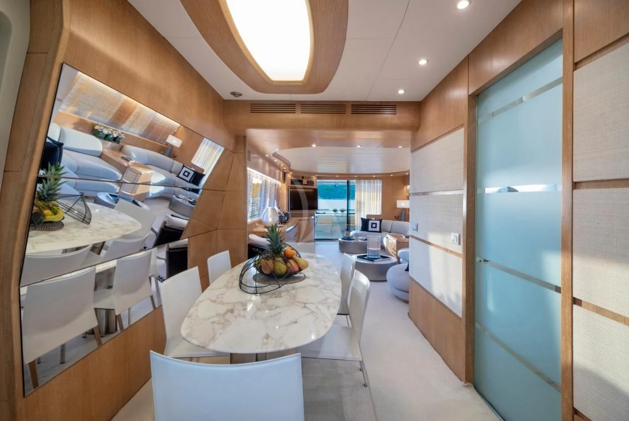a modern looking living room aboard IRENE'S Yacht for Sale