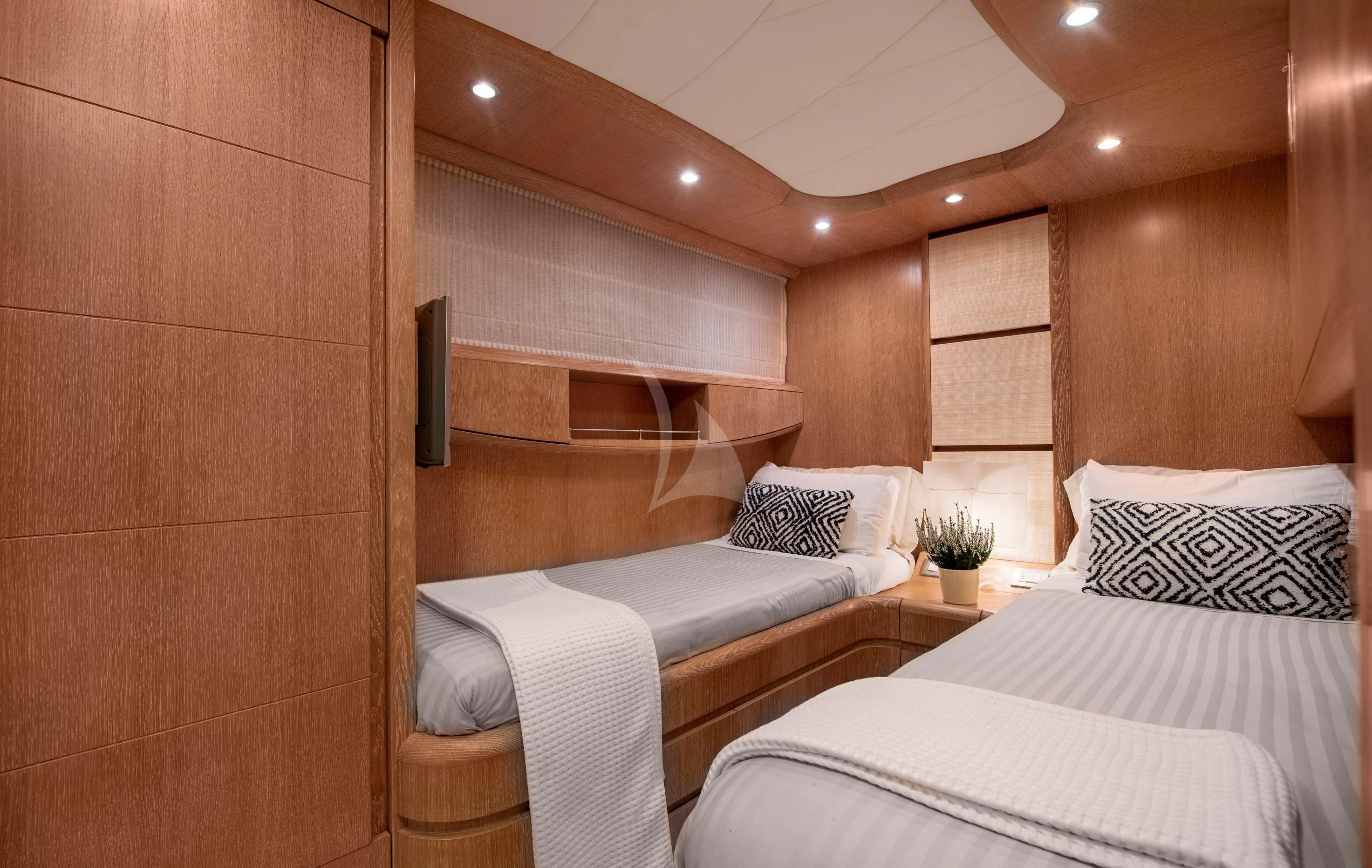 a room with two beds aboard IRENE'S Yacht for Sale