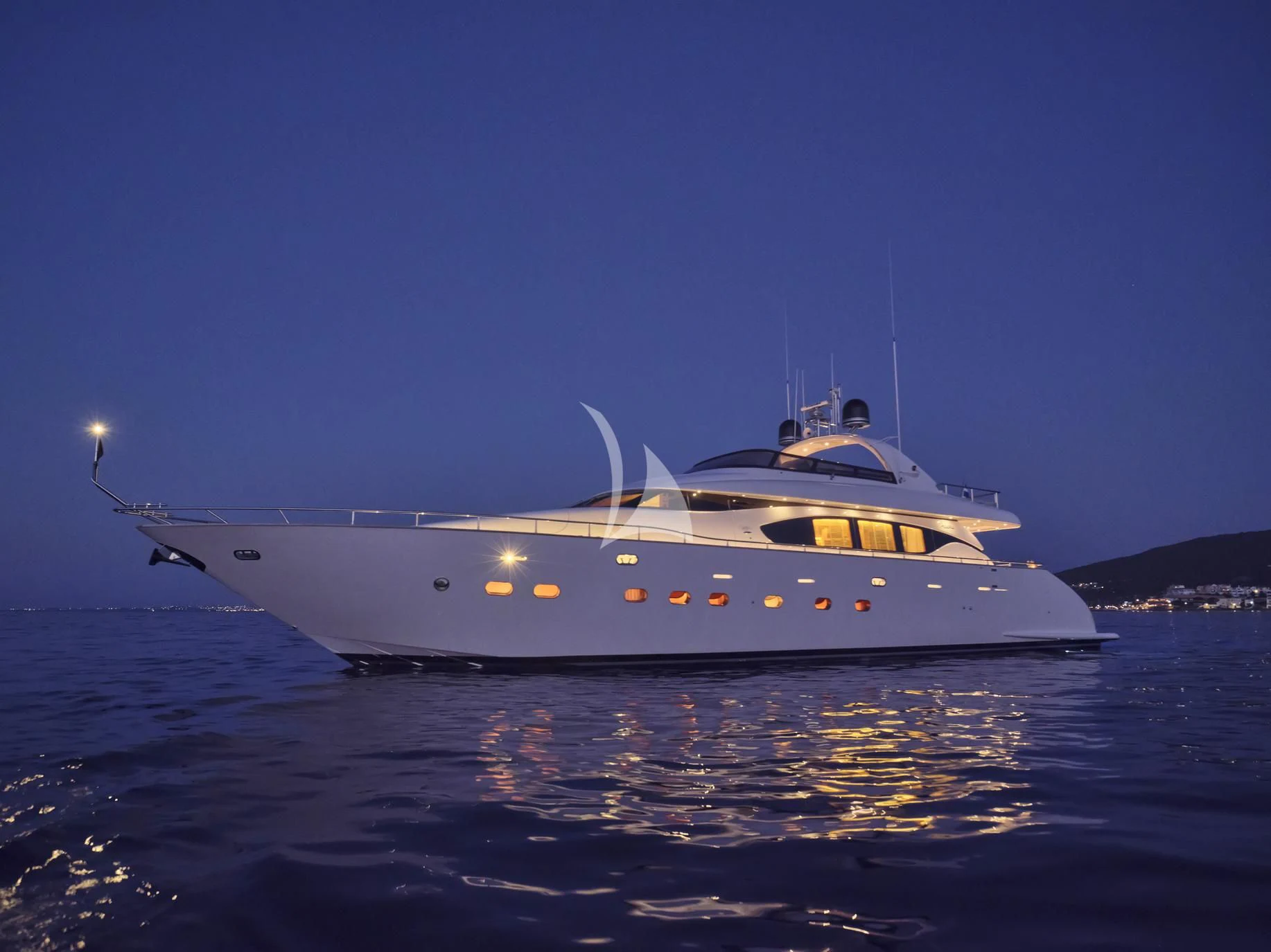 a white yacht on the water aboard IRENE'S Yacht for Sale
